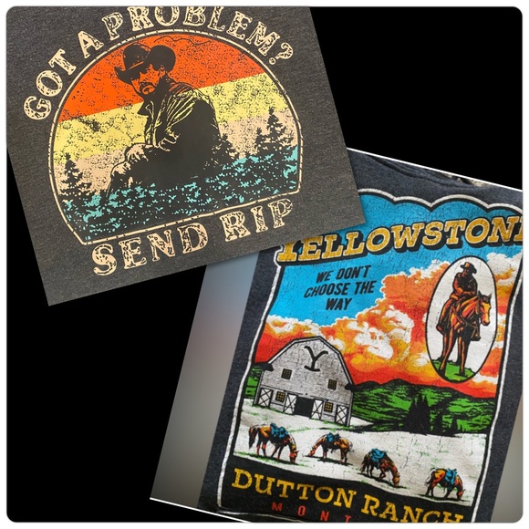Yellowstone Dutton Ranch Bundle hoodie sweatshirt and RIP t-shirt, mens med - Picture 1 of 10